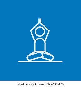Man meditiert in Lotus Pose Linie Symbol.
