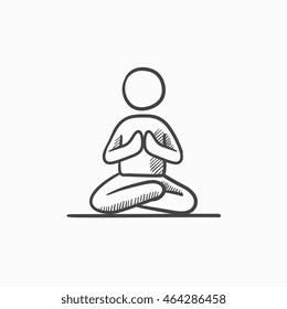 Man Meditating Lotus Pose Vector Sketch Stock Vector (Royalty Free ...