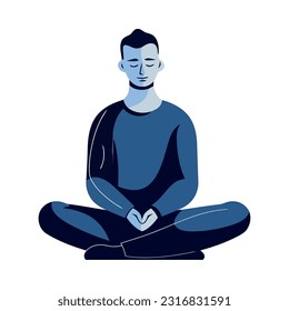 man meditating in lotus position isolated icon isolated