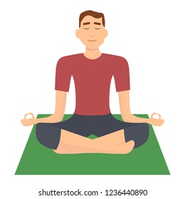 The man is meditating in the lotus position, the man is sitting in the lotus position. Vector illustration of a man doing yoga.