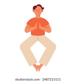 man meditating in pose of lotus isolated