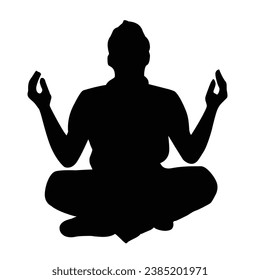 A man meditating silhouette vector. Meditation silhouette vector.