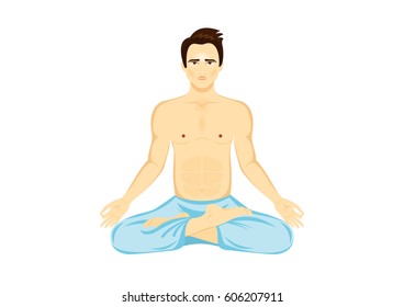 Man meditating vector. 