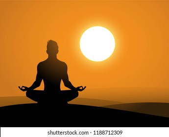 Man meditating vector illustration