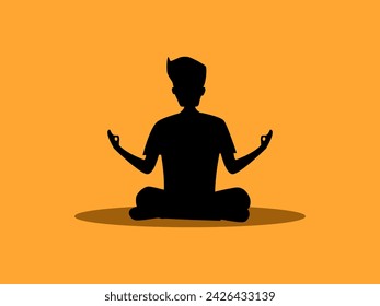 Man meditating and yoga. Caring for physical and mental health 