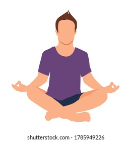 Man meditating yoga. Lifestyle relaxation emotional concept summer vacations outdoor harmony with nature.
