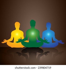 man meditation dark black background. yoga.