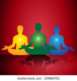 man meditation dark red background. yoga.