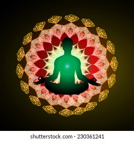 Man meditation on abstract background 