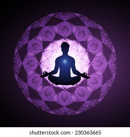 Man meditation on abstract background 