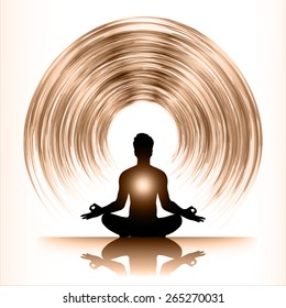 Man meditation on brown abstract background. yoga