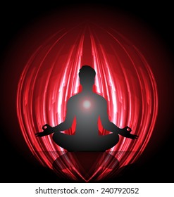 Man Meditation Red Light Background Yoga Stock Vector (Royalty Free ...