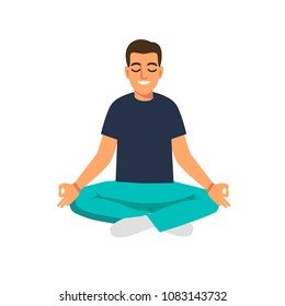 Man meditation with smile on his face