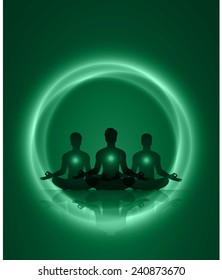 Man meditation. yoga. Light abstract background.