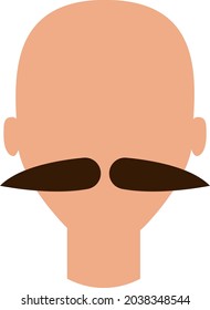 Mann mit mittleren Schnurrbärten, Illustration, Vektorgrafik, auf weißem Hintergrund.