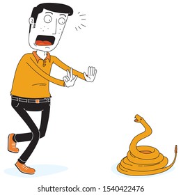 Man meets a poisonous snake