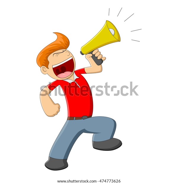 A man with megaphone cartoon vector illustration