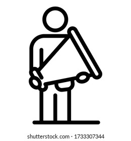 Man with megaphone icon. Outline man with megaphone vector icon for web design isolated on white background