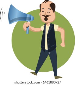 Homem com megafone, ilustração, vetor sobre fundo branco.