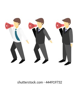Man with a megaphone. Isometric 3D illustration.