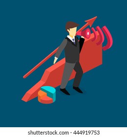 Man with a megaphone. Isometric 3D illustration.