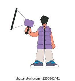 A man with a megaphone. labor market. Human resource and recruitment.