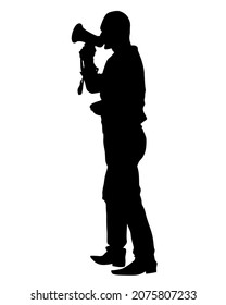 Man with a megaphone on white background