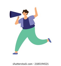 man with megaphone protesting character