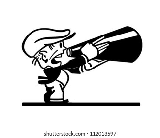 Man With Megaphone - Retro Clipart Illustration