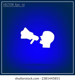 Man with a megaphone, vector icon. A flat picture of a man with a mouthpiece.