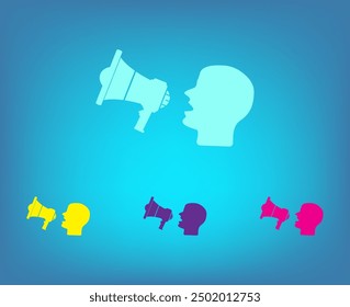 Man with a megaphone, vector icon. A flat picture of a man with a mouthpiece.