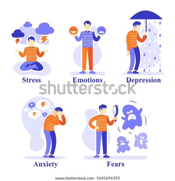 Man Mental Problems Psychological Situations Psychology Stock Vector ...