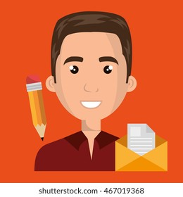 man message document icon vector illustration graphic