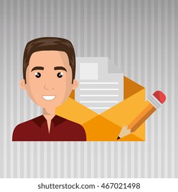 man message document icon vector illustration graphic