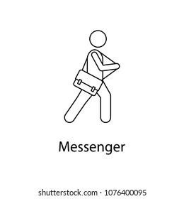 man with messenger bag illustration. Element of a person carries for mobile concept and web apps. Thin line man with messenger bag illustration can be used for web and mobile on white background