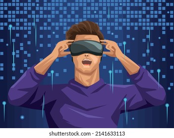 man in metaverse tech character