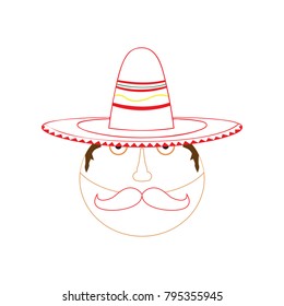 Man with a mexican hat avatar on a white background, Vector illustration