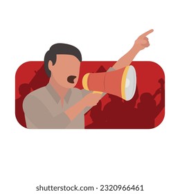 man with Mic speaker protest vector illustration