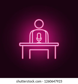 man with microphone icon. Elements of Media in neon style icons. Simple icon for websites, web design, mobile app, info graphics