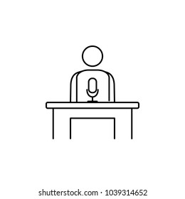 man with microphone icon. Media signs for mobile concept and web apps. Thin line  icon for website design and development, app development. Premium icon on white background