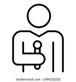 Man with a microphone icon. Outline man with a microphone vector icon for web design isolated on white background