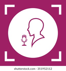 Man and microphone icon, vector illustration