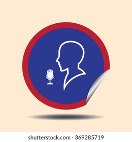 Man and microphone icon, vector illustration