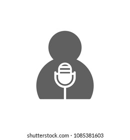 Man with microphone icon vector. Symbol for your web site design, logo, app, UI. Vector illustration, EPS