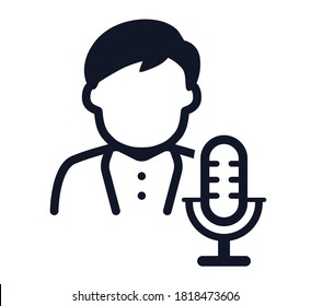 Man and microphone icon vector symbol