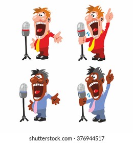 Man with microphone. Simple vector.