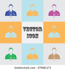 Man with microphone Vector icon 