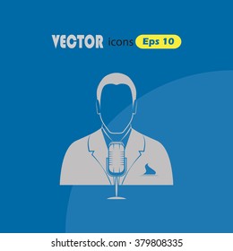 Man with microphone Vector icon 