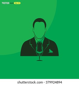 Man with microphone Vector icon 
