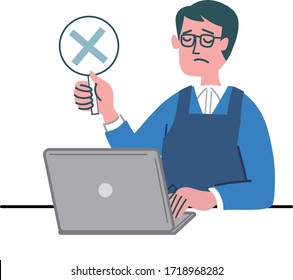 man middle age laptop computer yes no